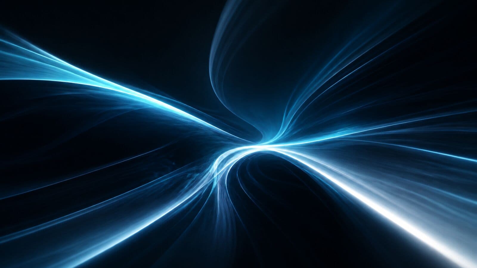Abstract dark cover with flowing light trails